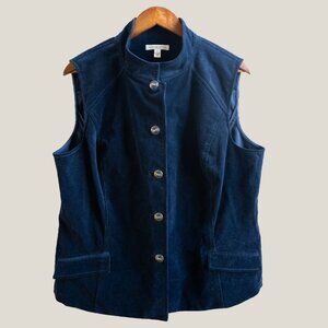 ST. JOHN Sport Navy Blue Corduroy Sleeveless Vest